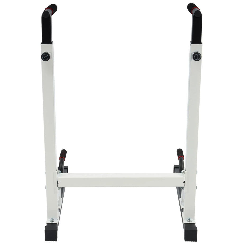 Steel Frame Dip Station with Adjustable Height, 500 Lb Weight Capacity, White