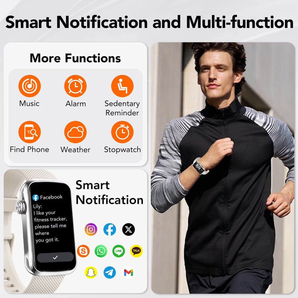 1.47" Fitness Tracker, Smartwatch for Women Men with Multiple Sport Modes Step Counter, Bluetooth Calls (Make/Answer), IP68 Waterproof, Fitness Tracker Compatible with Android and Iphone,White