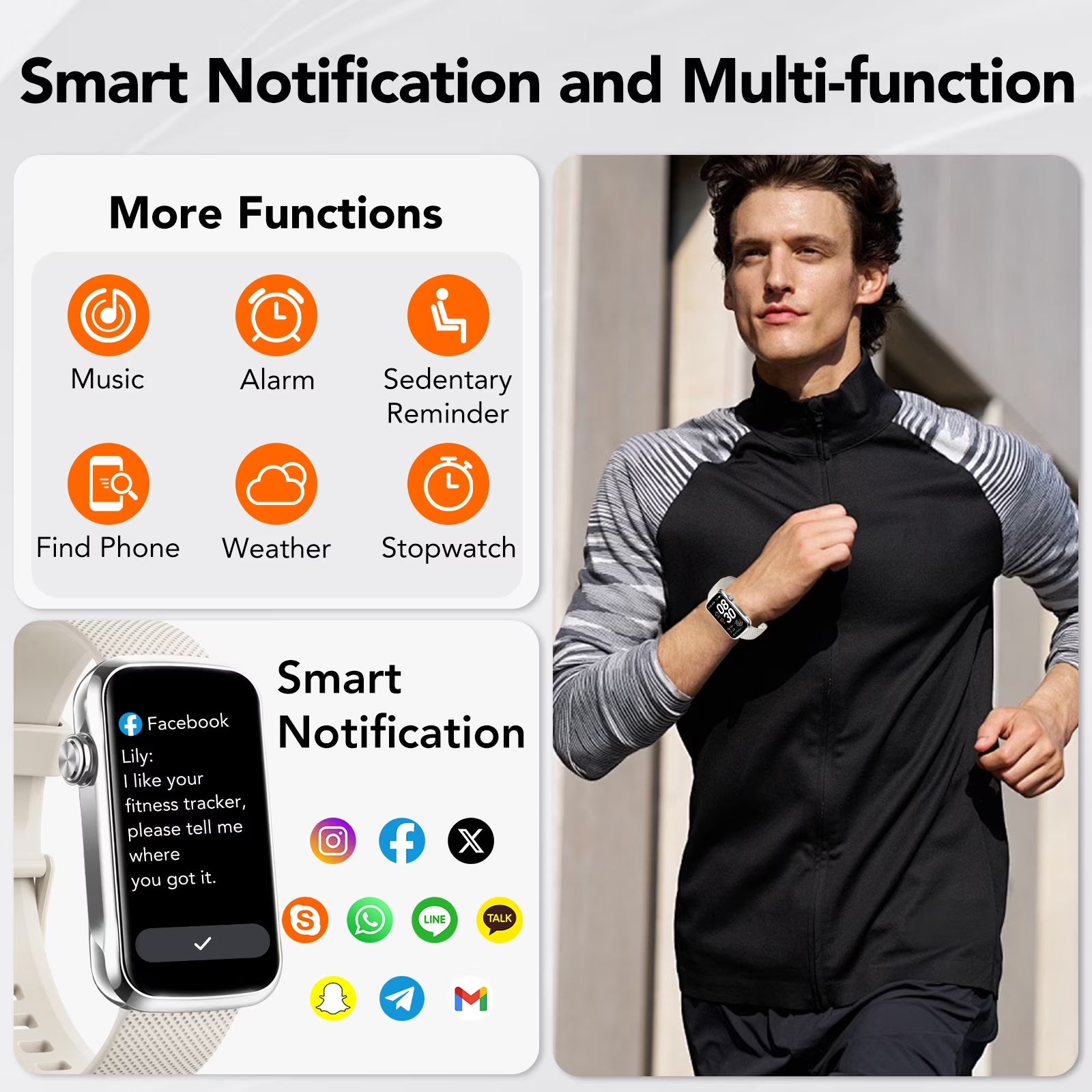 1.47" Fitness Tracker, Smartwatch for Women Men with Multiple Sport Modes Step Counter, Bluetooth Calls (Make/Answer), IP68 Waterproof, Fitness Tracker Compatible with Android and Iphone,White