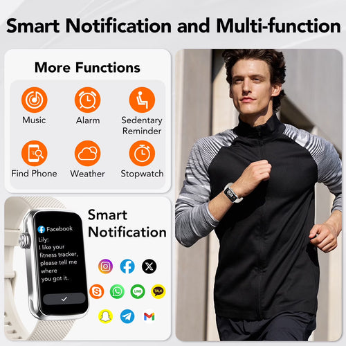 1.47" Fitness Tracker, Smartwatch for Women Men with Multiple Sport Modes Step Counter, Bluetooth Calls (Make/Answer), IP68 Waterproof, Fitness Tracker Compatible with Android and Iphone,White