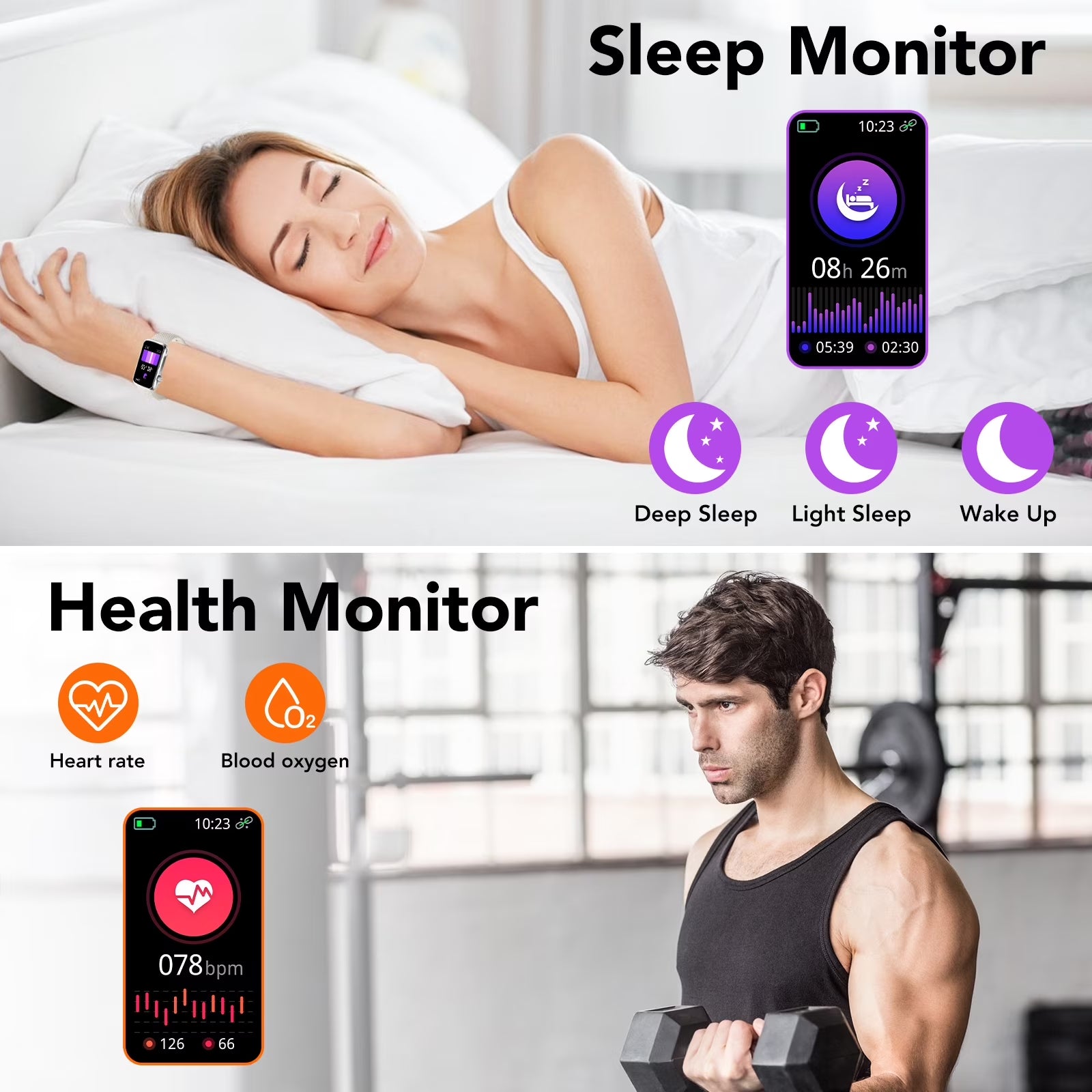 1.47" Fitness Tracker, Smartwatch for Women Men with Multiple Sport Modes Step Counter, Bluetooth Calls (Make/Answer), IP68 Waterproof, Fitness Tracker Compatible with Android and Iphone,White