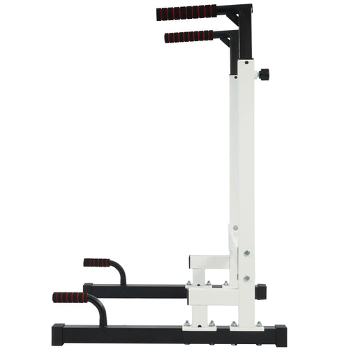 Steel Frame Dip Station with Adjustable Height, 500 Lb Weight Capacity, White