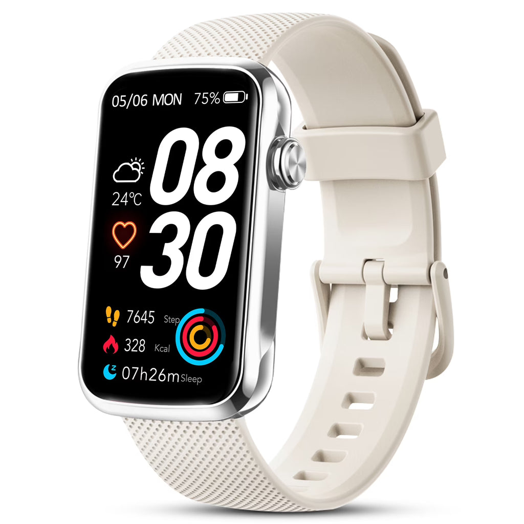 1.47" Fitness Tracker, Smartwatch for Women Men with Multiple Sport Modes Step Counter, Bluetooth Calls (Make/Answer), IP68 Waterproof, Fitness Tracker Compatible with Android and Iphone,White