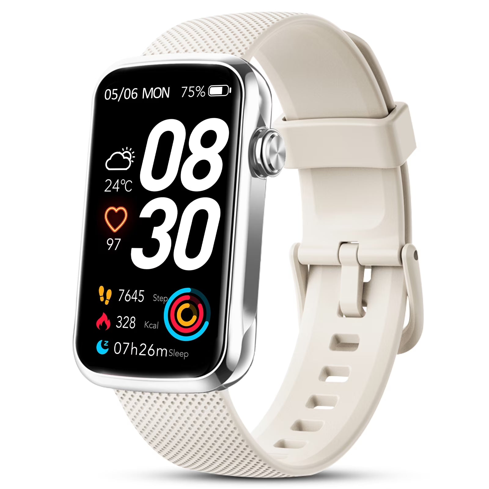 1.47" Fitness Tracker, Smartwatch for Women Men with Multiple Sport Modes Step Counter, Bluetooth Calls (Make/Answer), IP68 Waterproof, Fitness Tracker Compatible with Android and Iphone,White